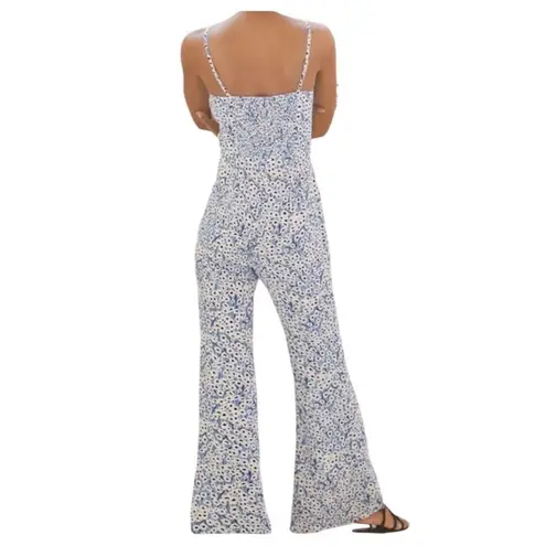 Hutch Anthropologie Ditsy Print Blue Motif Jumpsuit S