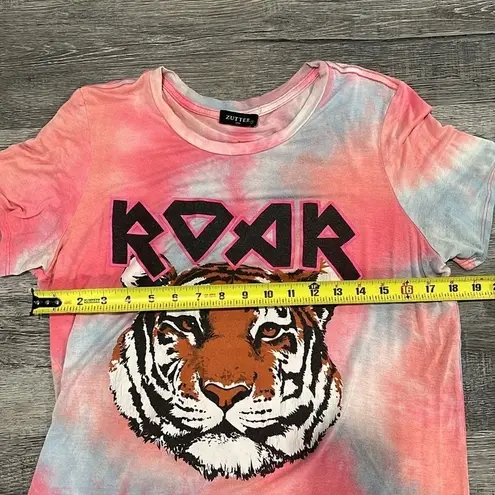 Evereve Zutter ROAR tiger tie-dye tshirt tee pink stretch and soft - small