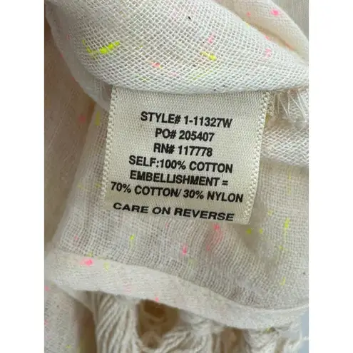 Lovestitch Cream Tulum Fringe Top Boho Embroidery Oversized Fit Women Small NWT