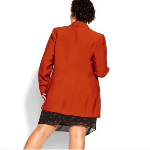 City Chic Blazer Essence Longline Jacket Rust Orange-Red Sz 24/XXL NWT Oversized