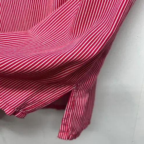 Hot Kiss Women's Pin Striped Red V-Neck Short Sleeve Top Size XL Lightweight