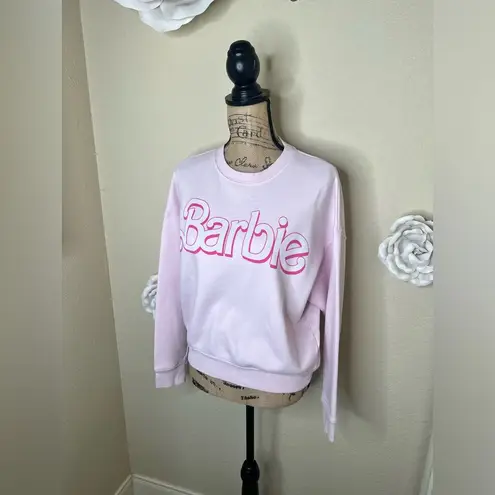 NTM: Barbie Pastel Pink Logo Crew Neckline Oversized Sweatshirt Size XS