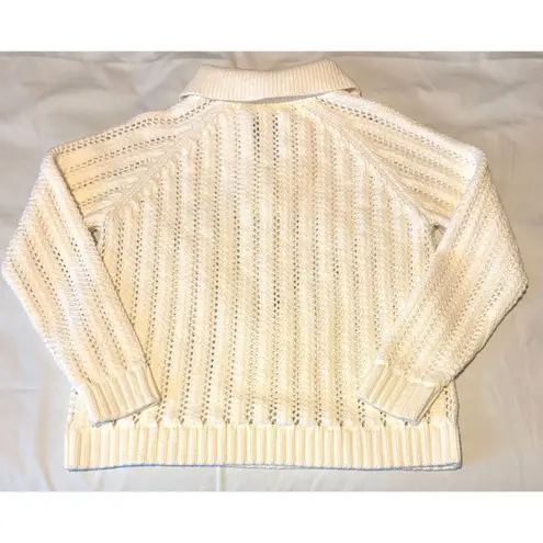 NWOT Haven Well Within Open Stitch Johnny Collar Sweater, White, Sz S White