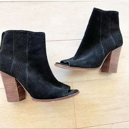 Gianni Bini  Black Suede Peep Toe Ankle Booties