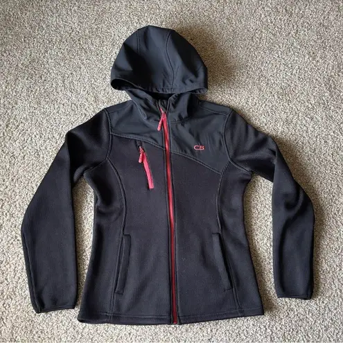 CB Sports Women’s Small Full Zip Hooded Jacket Heavyweight Black Red