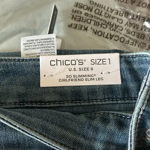 Chico's Chico’s So Slimming Girlfriend Crop Jeans Mill Street Indigo Size 8 (1) NEW