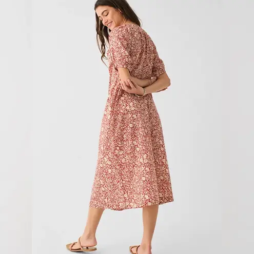 Faherty Carmel Dress Spice Red Sunrise Floral L