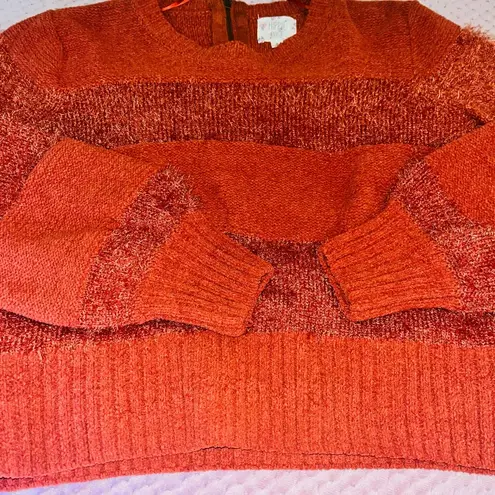 Hippie Rose Ribbed Knit Pattern Drop Shoulder Cropped Sweater NWOT