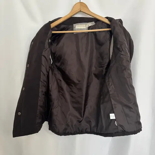 Breckenridge Quilted Vest Pockets Button Front Sleeveless Brown Women Medium