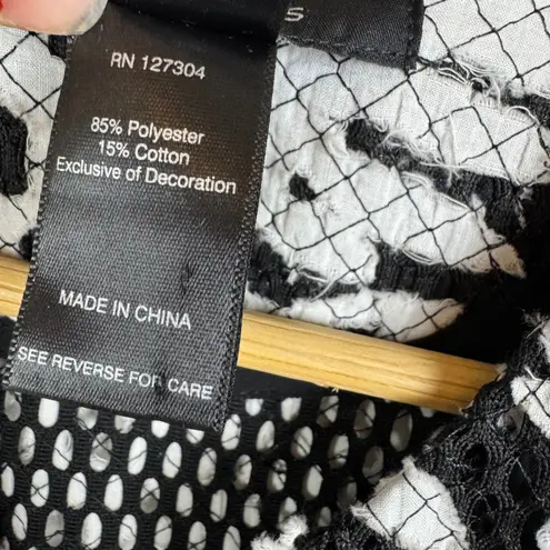 NWT Ali Miles Floral Lace Mesh Jacket Size PM Minimalist Artsy Boho Textured Black