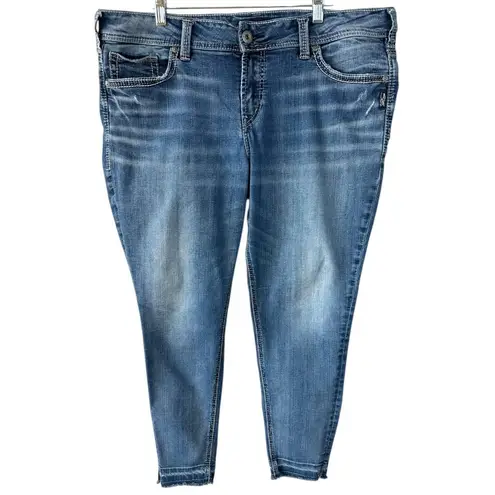 Silver Jeans Elysse Skinny Ankle Jeans Size 16 Distressed Cropped