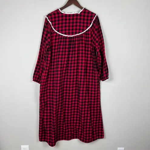 Lanz of Salzburg Nightgown Womens Large Red Buffalo Check Plaid Flannel Long L - Image 8