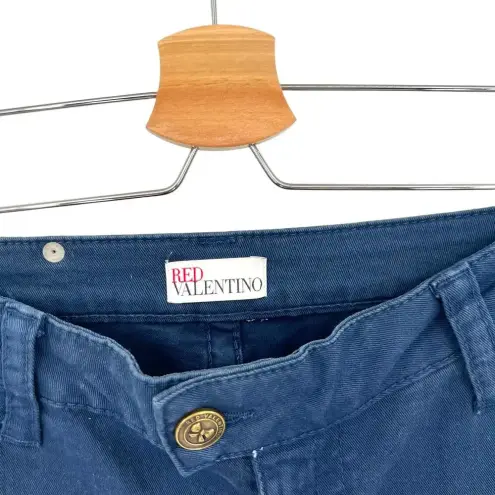 RED Valentino Navy Blue Cargo Pants Ankle Skinny Bow Detail Size Size 6