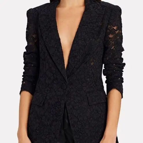 Veronica Beard Long and Lean Cotton Corded Lace Jacket Black Sz 2