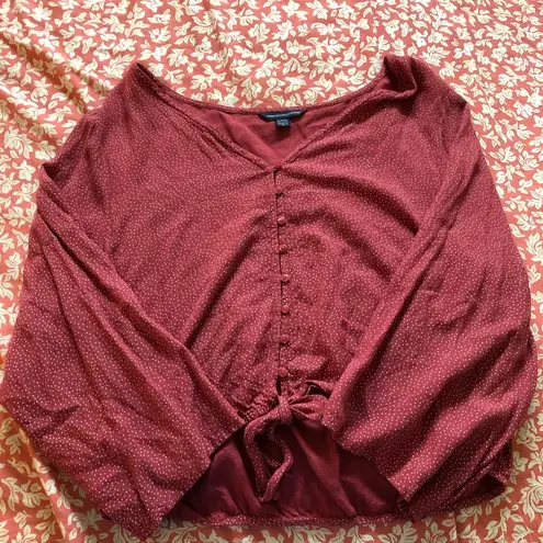 American Eagle  Tie Front Button Down Blouse