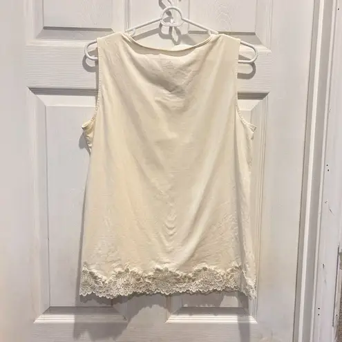 Coldwater Creek Lace Trim Tank Top Cream Women’s Size Large 12-14 Cottagecore
