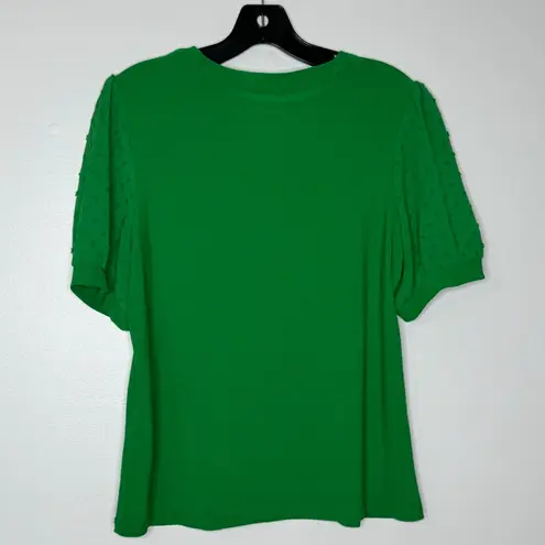 CeCe Blouse Women's Size M Short Puff-Sleeve Top Spring Green Office Casual