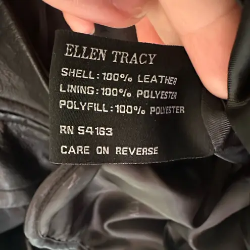 Ellen Tracy 100% genuine Black Leather Jacket lined with pockets