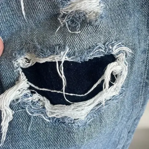 KANCAN Heavily Distressed Boyfriend Jeans Crop Size 7 27ā (Actual 31ā) Patch 084 Blue