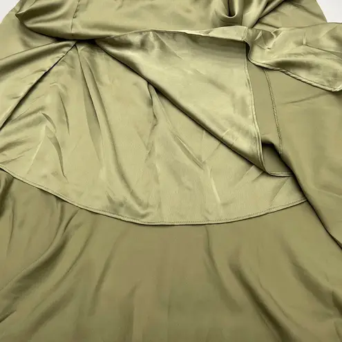 Show Me Your Mumu  Claire Midi Dress in Moss Green Luxe Satin size XXS