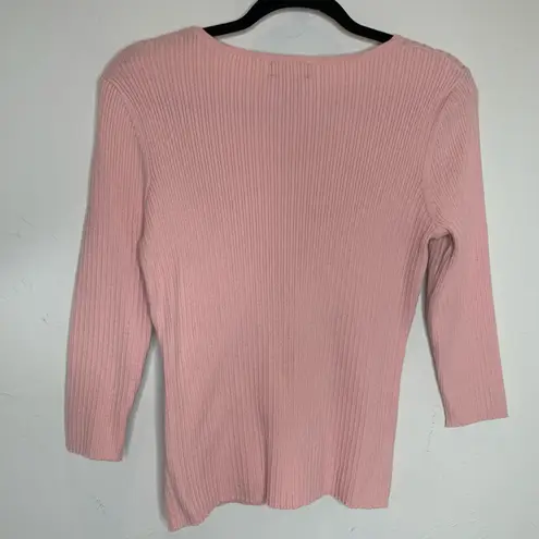 Y2K Vintage Pink Fitted Thin Sweater Cutout Hardware Sz Medium