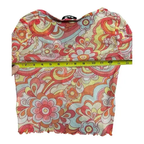 G Mini psychedelic mesh crop top Size Small Pink