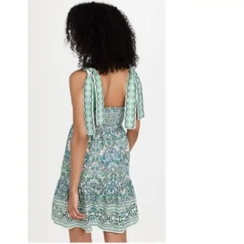 Shoshanna Raleigh Tiered Square-Neck Mini Dress, Mint Green | Size 2