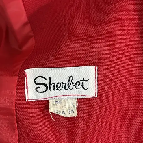 Vintage Sherbert Size 16 Red Long Sleeve Open Front Blazer Jacket