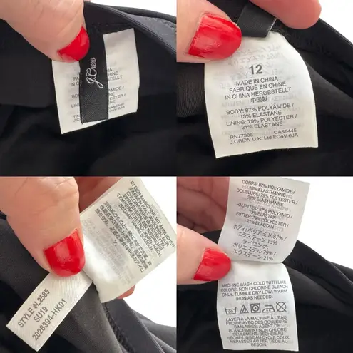 J.Crew Black Ruffle-Trim Ruched Bandeau One-Piece Dress Swimsuit Size 12