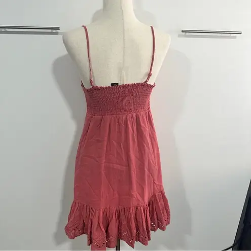 House Of Harlow 1960 Size XS Coral Pink Mini Dress Cottage Resort Eyelet Lace