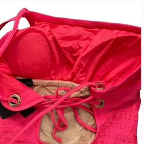 La Blanca Linea Costa One Shoulder One Piece Swimsuit 10 Coral