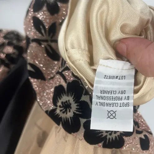 R & M Richards Y2K Velvet Mesh Dress 10 Holiday Coquette Floral Whimsigoth Glitter