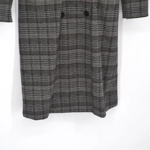 Michael Stars Plaid Ponte Crombie Long Jacket Double Breasted Grey Women's XS