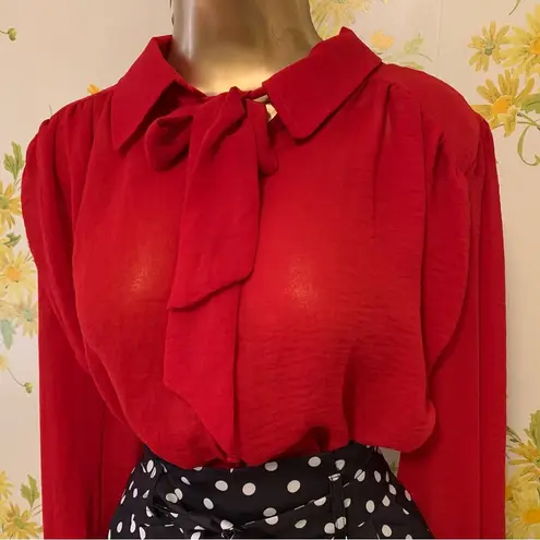 San Joy NWT Tie neck button up oversize blouse size M