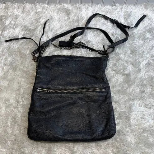 Botkier Leather Crossbody Bag Mixed Metal Black Pebbled