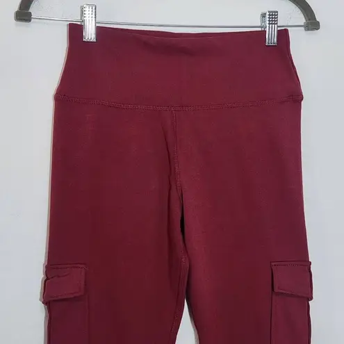 Burgundy Cargo Leggings Size Medium Oxblood Leggings with Pockets Red