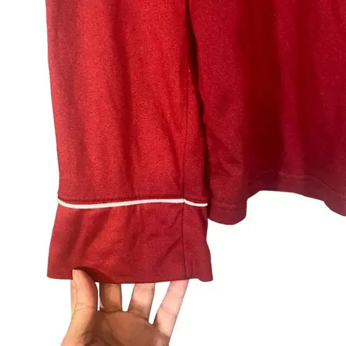 Rae Dunn Red Christmas Long Sleeve Button Down Casual Sleepshirt Women Sz M