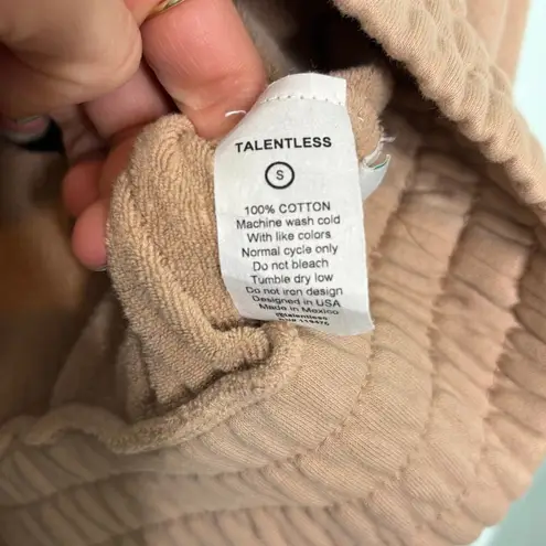 Talentless Cropped Boxing Hoodie Tan Hooded Sweatshirt S