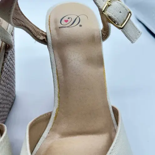 Delicious Sandal Womens 10 Cream Sue Ankle Strap Knot Espadrille Wedge Sandal