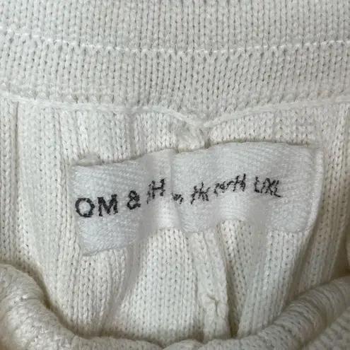 Om & Ah From The Earth Sz L / XL Ribbed Knit Lounge Pants White Wide Leg