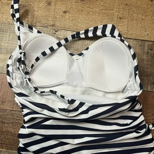 Kona Sol | UNWORN Classic Navy White Stripe One Piece Bathing Suit Sz XS