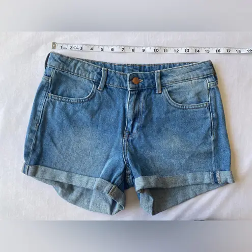 H&M  Regular Waist Denim Shorts With new colorful sunflower iron-on‎ patch Size 8 - Image 6