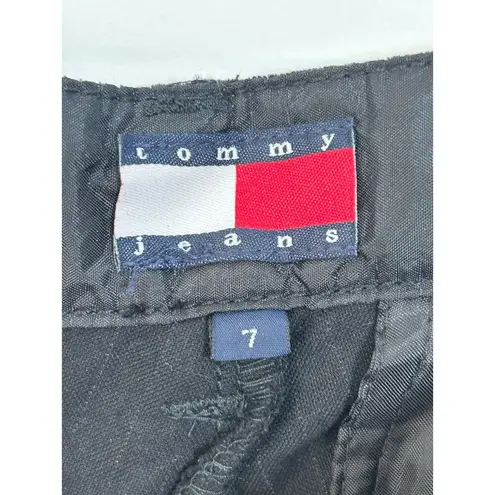 Y2K Tommy Jeans Pants Size 7 Black Velvet Pinstripe Flare Leg Whimsygoth Office