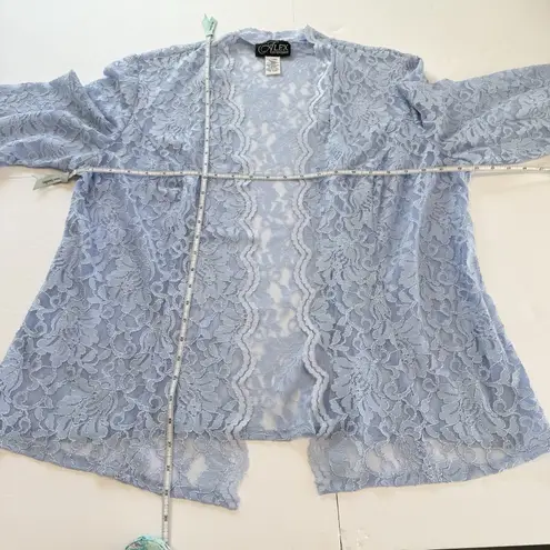Alex Evenings Blue Scalloped Glitter Lace Two Piece Jacket Dress Size 20W