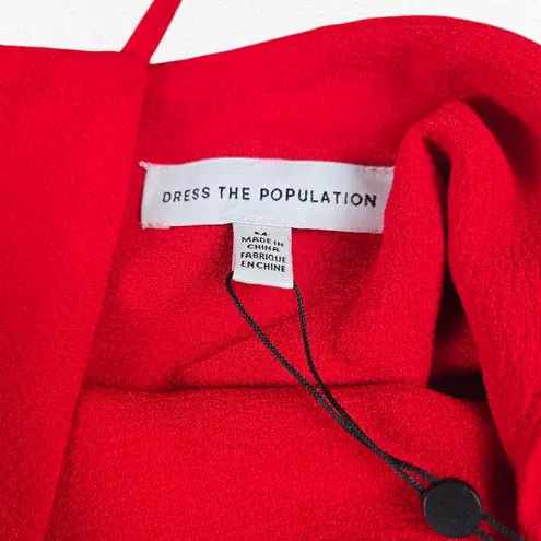 Dress the Population Red Rouge Stevie V Neck Wide Leg Belt Jumpsuit Size Medium