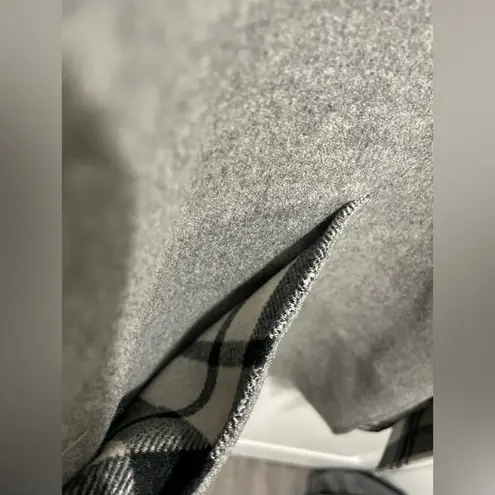 Max Mara Rare Weekend Reversible Checked Gray Black Cream Plaid Wool Coat Size S