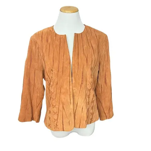 Vintage Y2K Mythology Suede Women’s Jacket Camel Color Lace Up Detail 10 Brown