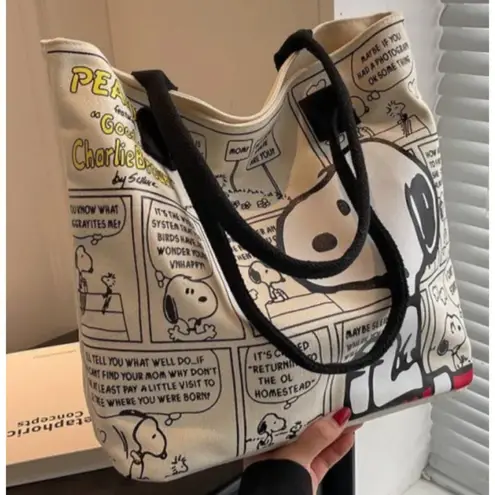 None SNOOPY Large Capacity Canvas Tote Bag NEW