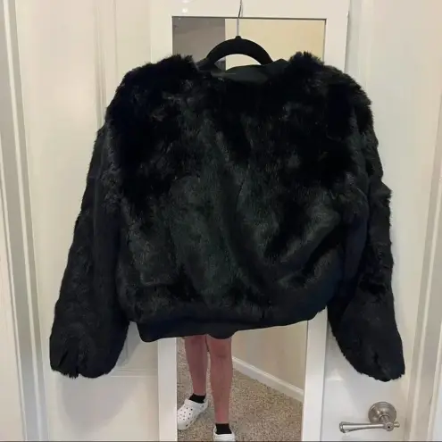 J Brand 186  Black Faux Fur Coat