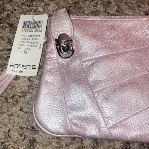 Arden B Light Pink Pearlized . Leather Wristlet
